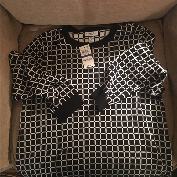 Charter Club Grid Print Sweater NWT - Picture 2 of 4